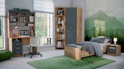 Шкаф Мартина, графит/дуб крафт